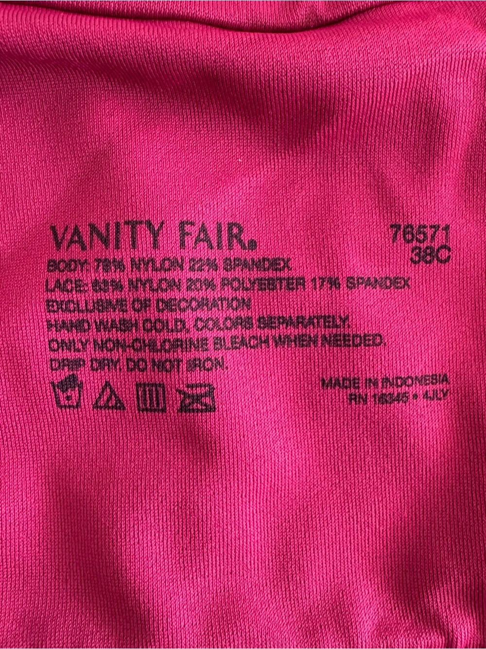Vanity Fair Radiant Back Smoothing Underwire Bra 38C Magenta Red NWT Lot of 2 - Picture 8 of 16